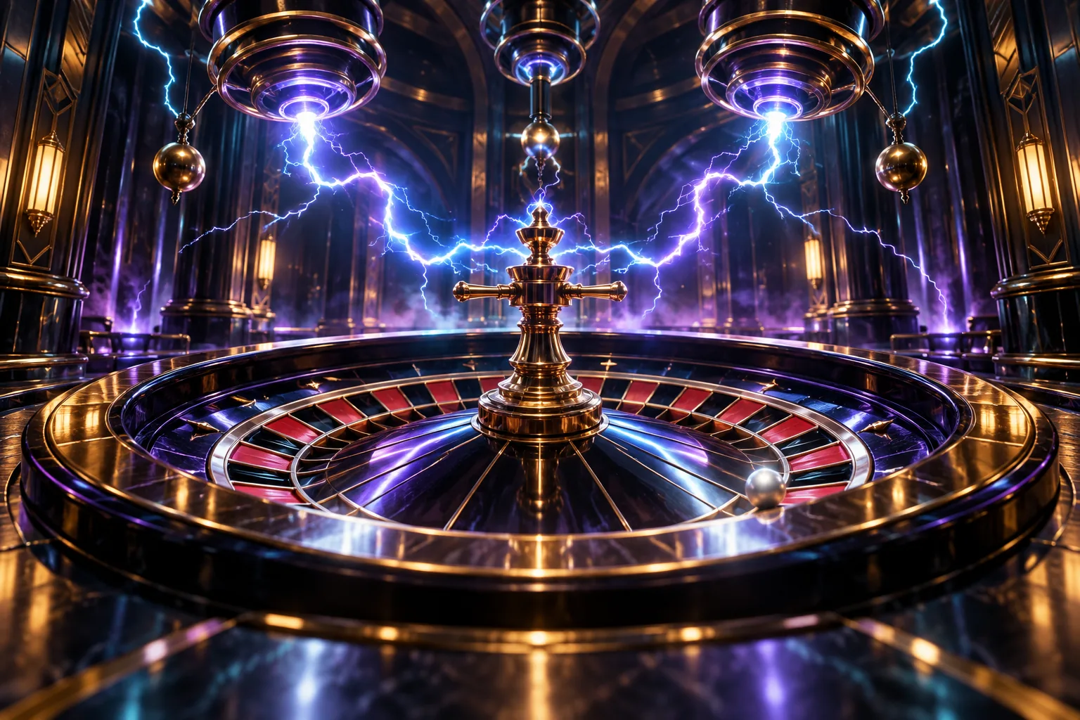 Original art-deco roulette chamber illuminated by electric coils